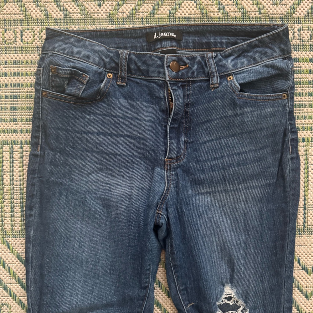 D. Jeans Distressed Blue Denim Skinny Jeans 6 Medium Blue VGUC Boho
